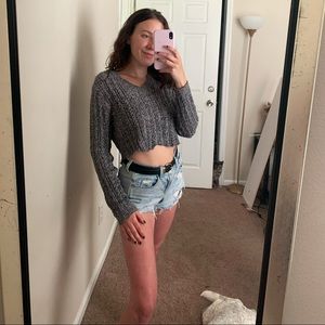 Gray Cropped Sweater